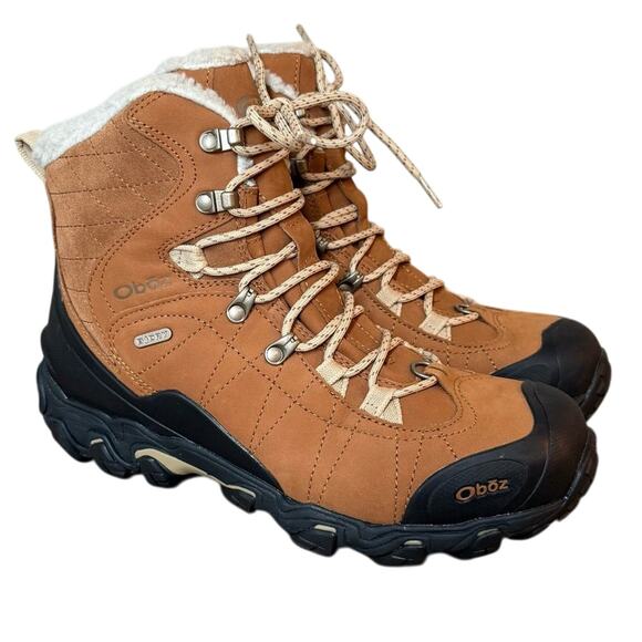 Oboz Women’s Bridger 7" Insulated Waterproof Boots Freeze Guard Cashew Size 10 - Picture 1 of 9